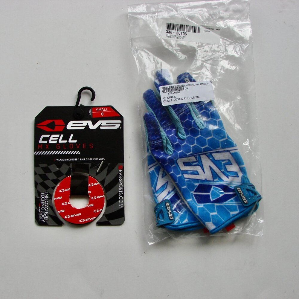 EVS Sports Cell Motocross Gloves Blue Purple White Size Small Unisex